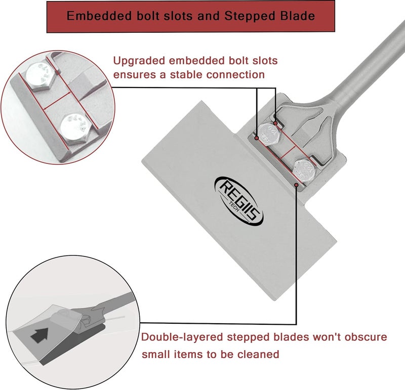 Regiis Tech SDS Max Floor Scraper 6 in. x 12 in. Wide Tile Flooring Adhesives Remover, Thinset Removal Tool Chisel Bit for Rotary Hammer Drill - Image 3